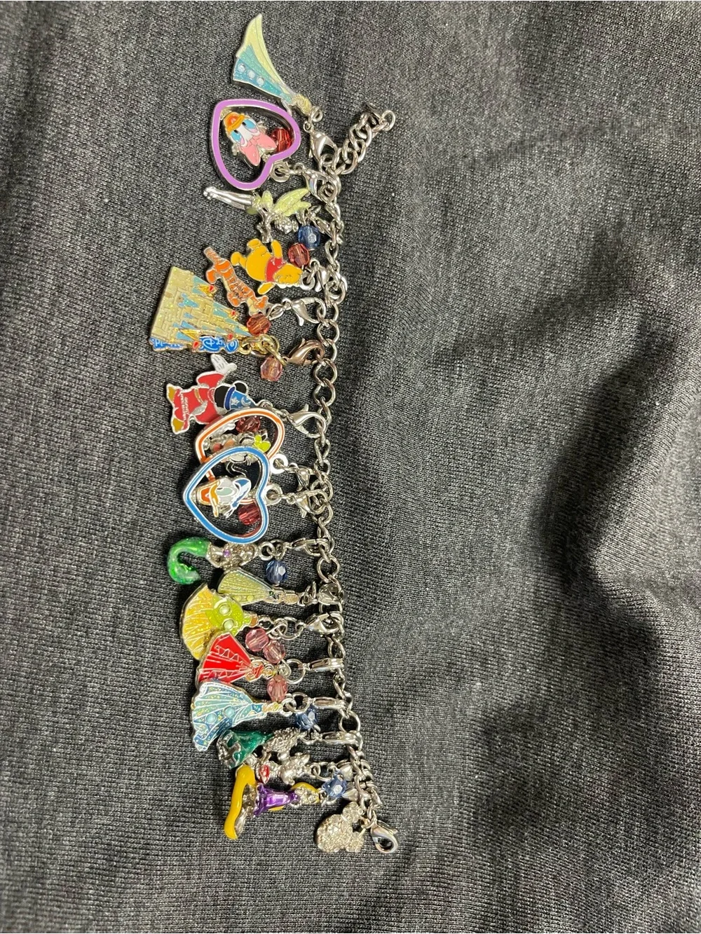 Disney Silver-Tone Multicolor Enamel Charm Bracelet